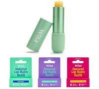 Wild Kit Bálsamo Labial Natural Recargable | Estuche Verde Salvia | 3 recambios: Coconut & Vanilla, Original y Passionfruit Swirl | Estuche de aluminio reutilizable