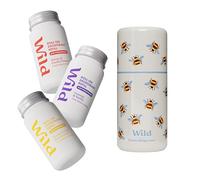Wild Kit de inicio desodorante antitranspirante roll-on recargable. Sin olor y sudor 72 horas - Carcasa de abejas con recambios Honey & Cactus Flower Coconut & Vanilla y Vanilla Bean & Buttercream