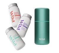 Wild Kit de inicio desodorante antitranspirante roll-on recargable. Sin olor y sudor 72 horas - Carcasa aguamarina recambios Honey & Cactus Flower Cotton & Sea Salt y Coconut & Vanilla - 90% natural