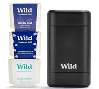 Wild Kit Desodorante Natural Recargable | Carcasa Negra y 3 Recargas | 98% ingredientes naturales | Fresh Cotton, Ocean Mist y Thunderstorm | Protección 24 h | Sin aluminio | Vegano
