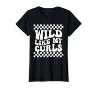 Wild Like My Curls Lindo Cabello Rizado Divertido Camiseta gráfica económica, Mujer, Negro, M