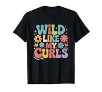Wild Like My Curls Pelo Rizado Retro Vintage Floral Camiseta