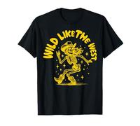 Wild Like The West Retro Cowgirl Skeleton Western Vintage Camiseta