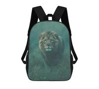 Wild Lion in Misty Grassland Mochilas Impresas En 3D Para Niños 17inch Mochilas De Moda Informales Para El Día A Día, Bolsas De Viaje, Mochilas Informales Para Exteriores Para Niños Y Niñas