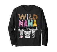 Wild Mama Zoo Theme Birthday Safari Jungle Fiesta a juego Manga Larga