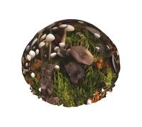 Wild Mushroom - Gorro de ducha reutilizable para mujer, doble capa impermeable, esencial para el tratamiento del cabello