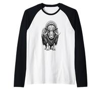Wild Musk Buey Amante Ártico Vida Silvestre Naturaleza Arte Camiseta Manga Raglan