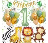 Wild One Decoracion Cumpleaños 1 Año Niña Niño, Globos Animales de la Selva, Safari para Fiesta Cumpleaños