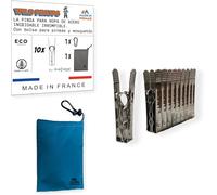 Wild Pinups: 10 Pinzas Ropa de Acero Inoxidable Pincinox irrompibles con Cesta Pinzas Ropa y mosquetón. para estendal, tendedero, Perchas Ropa. Pinzas duraderas, Accesorios Camper, Made in France.