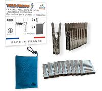 Wild Pinups: 100 Pinzas Ropa de Acero Inoxidable Pincinox irrompibles con Cesta Pinzas Ropa y mosquetón. para estendal, tendedero, Perchas Ropa. Pinzas duraderas, Accesorios Camper, Made in France