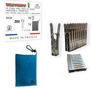 Wild Pinups: 20 Pinzas Ropa de Acero Inoxidable Pincinox irrompibles con Cesta Pinzas Ropa y mosquetón. para estendal, tendedero, Perchas Ropa. Pinzas duraderas, Accesorios Camper, Made in France.