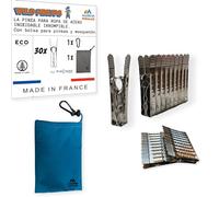 Wild Pinups: 30 Pinzas Ropa de Acero Inoxidable Pincinox irrompibles con Cesta Pinzas Ropa y mosquetón. para estendal, tendedero, Perchas Ropa. Pinzas duraderas, Accesorios Camper, Made in France.