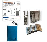 Wild Pinups: 40 Pinzas Ropa de Acero Inoxidable Pincinox irrompibles con Cesta Pinzas Ropa y mosquetón. para estendal, tendedero, Perchas Ropa. Pinzas duraderas, Accesorios Camper, Made in France.