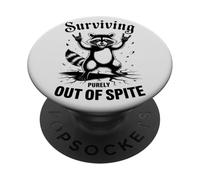 Wild Raccoon Rock n Roll Mano Signo Animal Gráfico PopSockets PopGrip Adhesivo