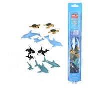 Wild Republic Aquatic Family Animal Figurines Tube Ocean Toys Shark Dolphin Sea Turtle Orca Sea Life Families Collection