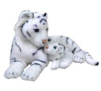 Wild Republic Mom and Baby Tigre Blanco, Peluche Mamá y Cría de Peluche, 38 cm, Regalos para Niños, Osos de Peluche, Juguetes para Niños Pequeños, Relleno Elaborado con Botellas de Agua Recicladas