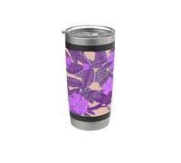 Wild Rose Roses flores púrpura rosa patrón floral Vaso térmico de acero inoxidable de doble pared