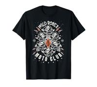 Wild Roses Moto Club Vintage 1962 Skulls Tattoo Mujeres Camiseta
