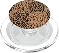Wild Safari Animal Patchwork Beige Pattern Collage PopSockets PopGrip para MagSafe
