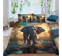 Wild Safari Funda Edredon Juego de Ropa de Cama de 3 Piezas Impresión 3D Cierre de Wild Safari Arte Estilo Funda de Edredón Funda de Almohada a Juego Transpirable for niña Double（200x200cm）