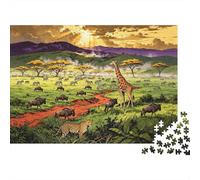 Wild Safari Jigsaw Puzzles 1000 Piezas Recycled African Savanna Mayores Puzzles Party Juego Accesorios Excelente Regalo Idea para Familiar y Amigos Cumpleañoss 52x38cm/1000pcs