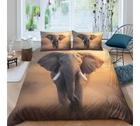 Wild Safari Scene Funda Edredon Microfibra Juego de Ropa de Cama de 3 Piezas Impresión 3D Cierre de Wild Safari Escena Funda de Edredón Funda de Almohada a Juego Transpirable for niña （135x200cm）