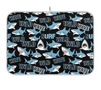 Wild Sharks - Tapete absorbente para secar platos, reversible, 45 x 60 cm, tamaño grande