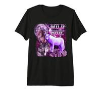 Wild Side Wolf On Moon Galaxy Funny Three Wolves Lover Camiseta Premium