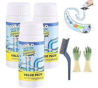 Wild Sink and Drain Cleaner, Wild Pipe Cleaner, Pipe Dredge Deodorant 110g, Powerful Sink & Drain Cleaners, for Kitchen Bathroom Toilet Shower Deodorizing and Cleaning (3pcs)