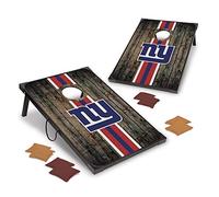 Wild Sports NFL New York Giants Deluxe Juego de Cornhole de MDF de 2 pies x 3 pies, 9 mm de Grosor con Esquinas y Delantales, Asas de Transporte prácticas y 8 Bolsas de puf Premium
