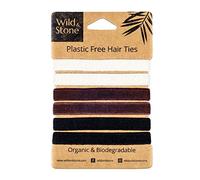 Wild & Stone | Paquete de 6 | Lazos Elásticos 100% Biodegradables y Libre de Plástico, | 100% Algodón Orgánico y Goma Natural a Base de Plantas | Soporte para Cola de Caballo sin Pliegues (Natural)