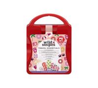 Wild Stripes Botiquín de primeros auxilios Travel con apósitos, venda, toallitas, kit de emergencia UE, hipoalergénico, resistente al agua, suave para la piel