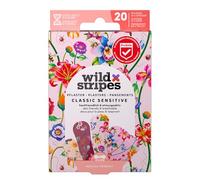 Wild Stripes Juego de tiritas vintage de flores para niños y adultos, con flores, sensibles y agradables a la piel, resistentes al agua, protección 24 horas, tiritas coloridas con diseño (20 unidades)