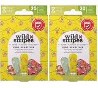 Wild Stripes - Tiritas Infantiles Jungle Vibe - Tiritas con estilo para niños aventureros - Protección de heridas segura, resistentes al agua y delicadas para piel sensible - 20 uds (Paquete de 2)