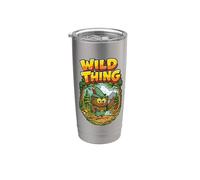 Wild Thing! Retro Woodsy Owl Give a Hoot Vintage Earth Day Vaso térmico de acero inoxidable de doble pared