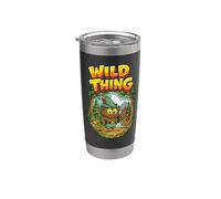 Wild Thing! Retro Woodsy Owl Give a Hoot Vintage Earth Day Vaso térmico de acero inoxidable de doble pared