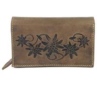 WILD THINGS ONLY !!! Cartera Grande para Mujer de Piel Antigua, Monedero con Muchos Compartimentos, diseño en Relieve- Marrón Diseño B