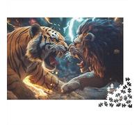 Wild Tiger Battle-Fantasy Beast Confrontation Puzzle Imposible,desafío for Adults Juego Educativo 1000 Piezas Obra De Arte De Juego De para Adultos Y Niños 38x26cm/1000pcs