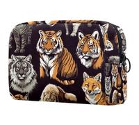Wild Tigers Foxes - Neceser para mujer, neceser de viaje, bolsa organizadora de maquillaje con cremallera, multicolor, 18.5x7.5x13cm/7.3x3x5.1in, Neceser