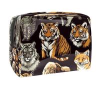 Wild Tigers Foxes - Neceser para mujer, neceser de viaje, de PVC, organizador de maquillaje con cremallera, multicolor, 18.5x7.5x13cm/7.3x3x5.1in, Neceser