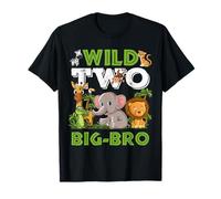 Wild Two Big Brother Zoológico Cumpleaños Safari Jungla Animales Camiseta