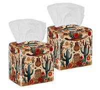 Wild West Animal Skull Cacti Boho Seamless Pattern Tissue Box Cover Square Tissue Dispenser Decorativo Facial Servilletas para Salones de Baño Vanity Encimera Mesita de noche