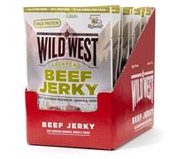 Wild West Beef Jerky, 16 x 60 g jalapeño, carne seca altamente proteica, snack proteico Beef Jerky, cecina de vaca