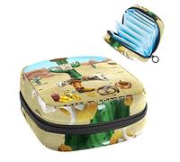 Wild West Cactus Period Pouch portátil, bolsa de almacenamiento de tampones para servilletas sanitarias, Varios colores, 4.7x6.6x6.6 in/12x17x17 cm