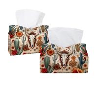 Wild West Cowboy Boot Animal Skull Cacti Flechas Funda para caja de pañuelos, soporte rectangular para pañuelos, dispensador de servilletas faciales decorativo para baño, cocina, mesa de café, coche