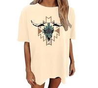 Wild West Cowboys Camiseta para Mujer Vintage Streetwear Country Camisa de Verano Music Tee Manga Corta Camisa Occidental Camisa Casual Rodeo Graphic Tee Suelta Top de Secado Rápido Tops, O beige., L