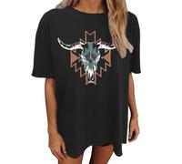 Wild West Cowboys Camiseta para Mujer Vintage Streetwear Country Camisa de Verano Music Tee Manga Corta Camisa Occidental Camisa Casual Rodeo Graphic Tee Suelta Top de Secado Rápido Tops, O negro., L