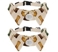 Wild West - Sombreros de vaquero sin costuras, 2 piezas de collares para cachorros, collar de perro con patas estilo solapa con pajarita, corbatines ajustables para mascotas para perros pequeños y