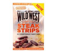 Wild West Steak Strips, 60 g Honey BBQ, carne seca altamente proteica, snack proteico Beef Jerky, cecina de vaca