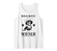 Wild West Wiener Dog Cowboy Dachshund La Gama más Larga para Perros Camiseta sin Mangas